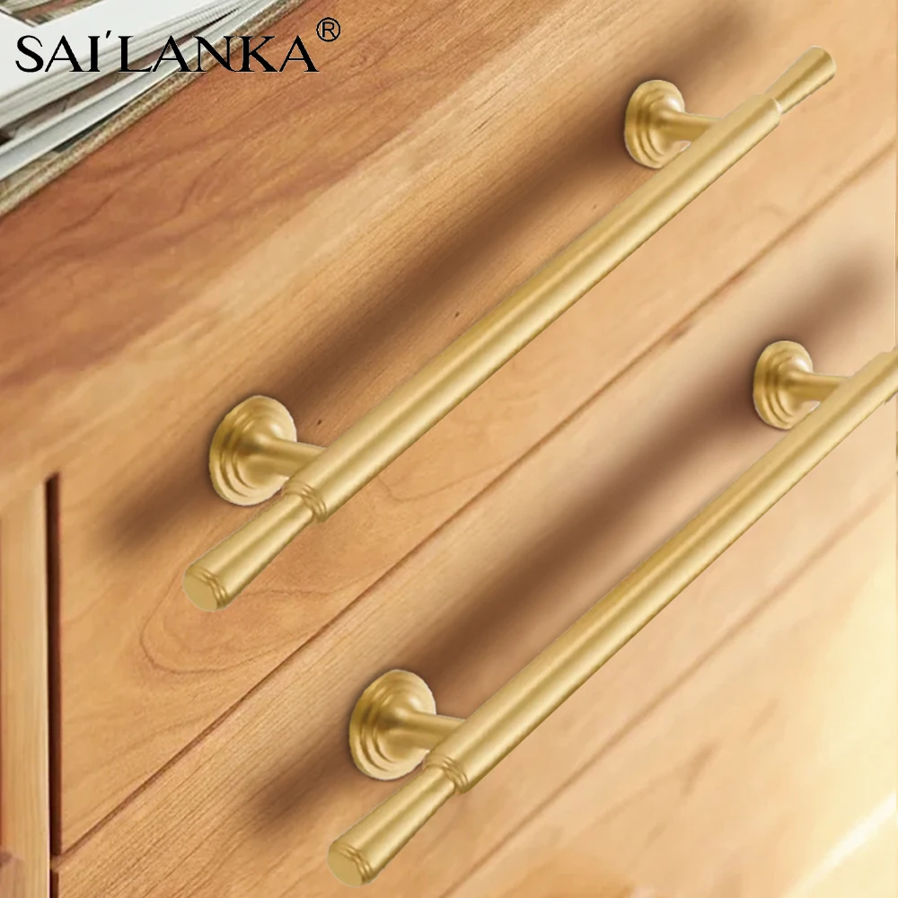 

Modern Gold Silver Pure Copper Kitchen Cabinet Handles For Furniture Door Knob Cupboard Pulls Drawer Knobs Brass Handle Hardware