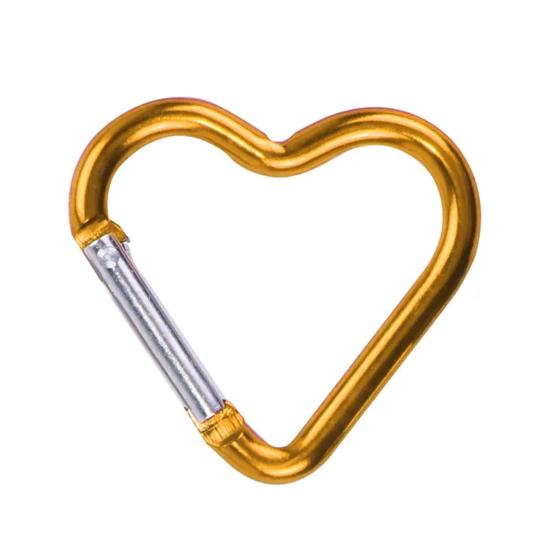 Zinc Alloy Carabiner 6-Pack Heart Carabiner Keychains - Gold