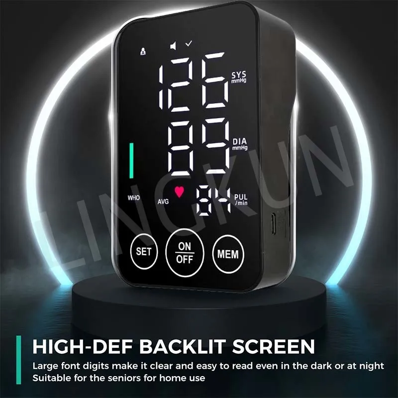 Voice Tonometer Portable LED Upper Arm Bp Machine Home Monitor Blood Pressure Meter Cuff Digital Home Use Health Care