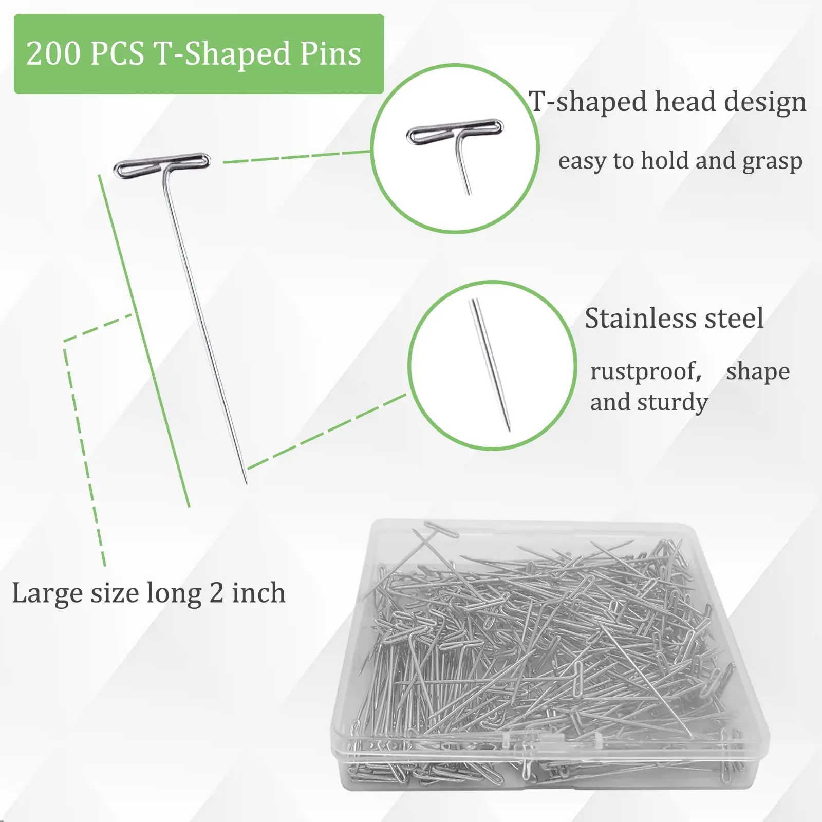 100Pcs 스테인레스 스틸 T 핀 Thumbtack Pushpin T 모양의 핀 바늘 보관 상자 차단 뜨개질 모델링