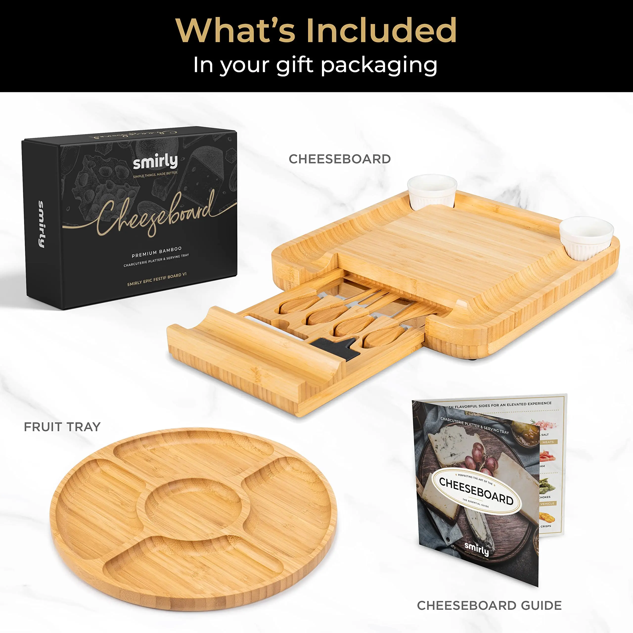 Bamboo Cheese Board And Knife Set Large Charcuterie Boards Set Cheese Platter House Warming Wedding Gifts For Party Food Tray