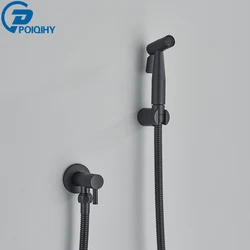 Luxurious Brushed Gold Handheld Stainless Steel Bidet Sprayer with Hygienic Shower Function (Matte Black)