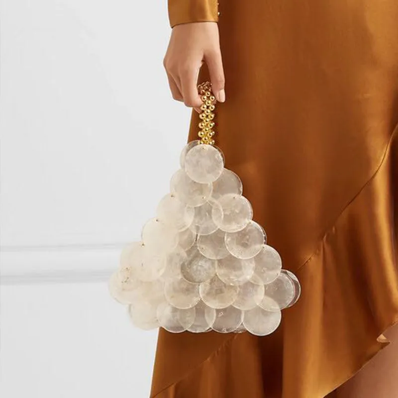 Shell Bag Natural Piece Bag Sequin Hand Weaving Beaded Pearl Handbag Women Luxury Evening Sequins Handbag crossbody bag women handbags