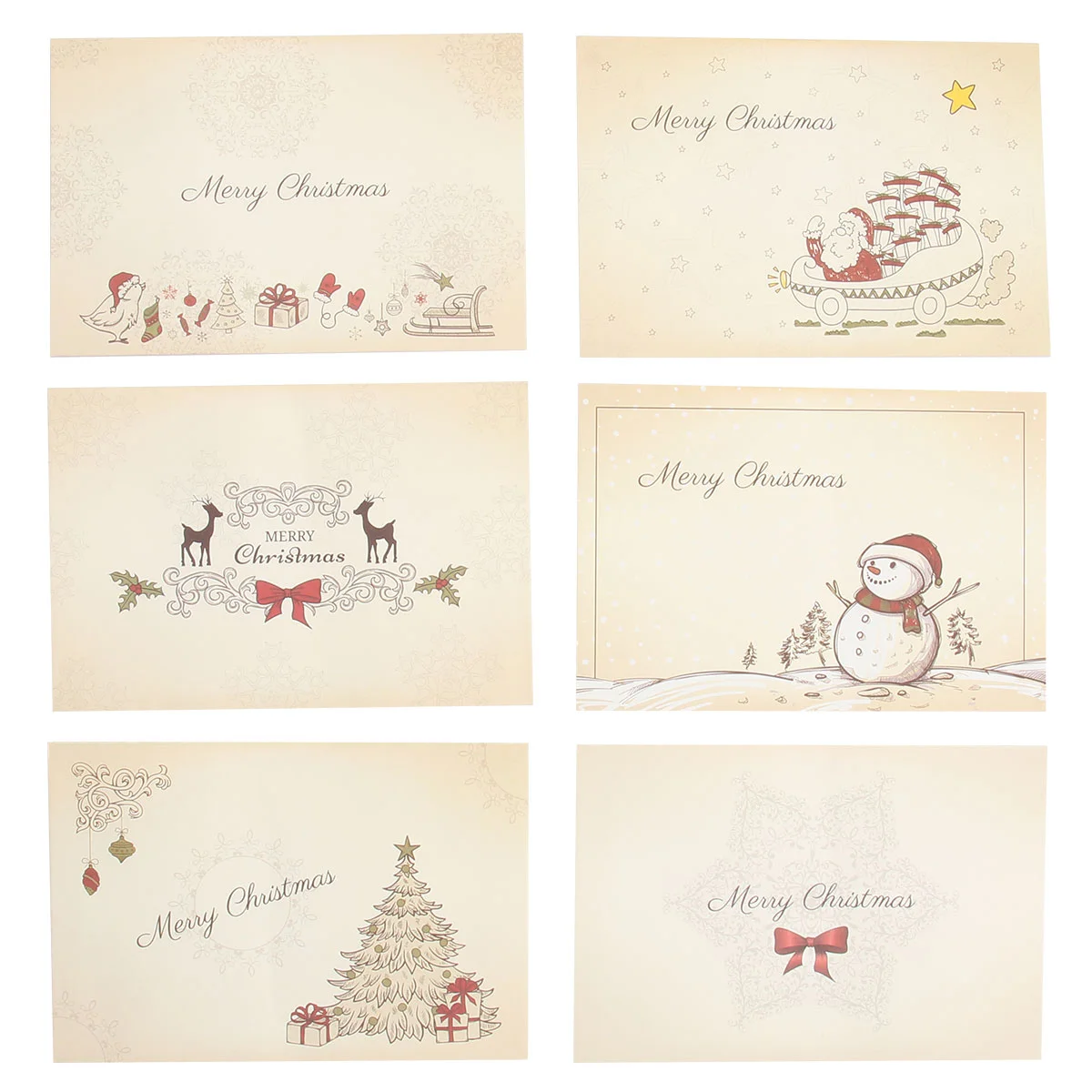 6 Pcs Christmas Envelope Greeting Cards Decor Blessing Vintage Gifts for Message Paper Festival