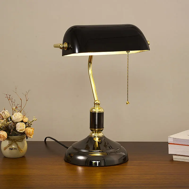 Lampe de table de chevet en verre de style européen, rétro, cuivre