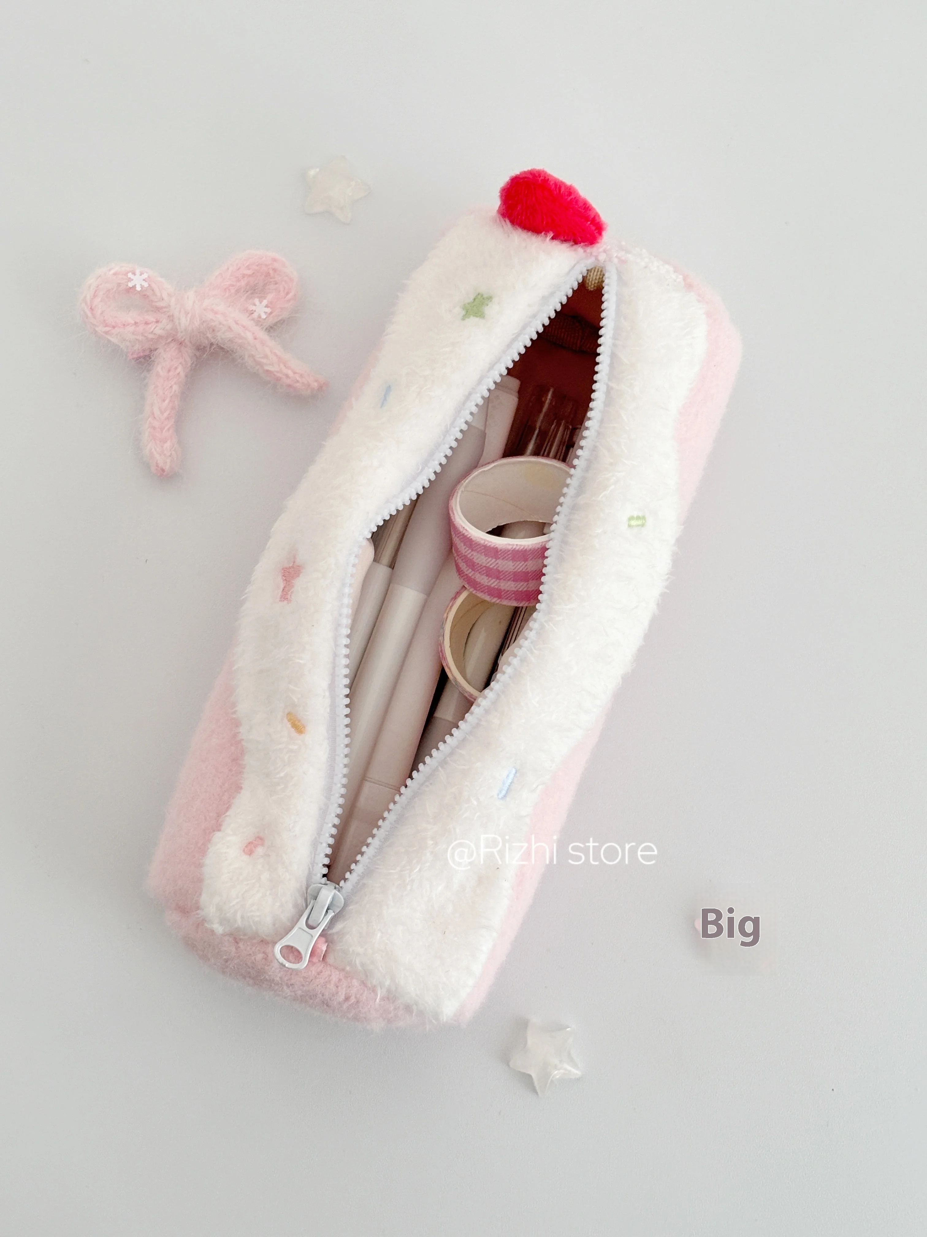 Swiss Roll Pencil Case - Kawaii Plush Stationery Box For School Girls, Cute Ins Style Large Capacity Pen Holder  4