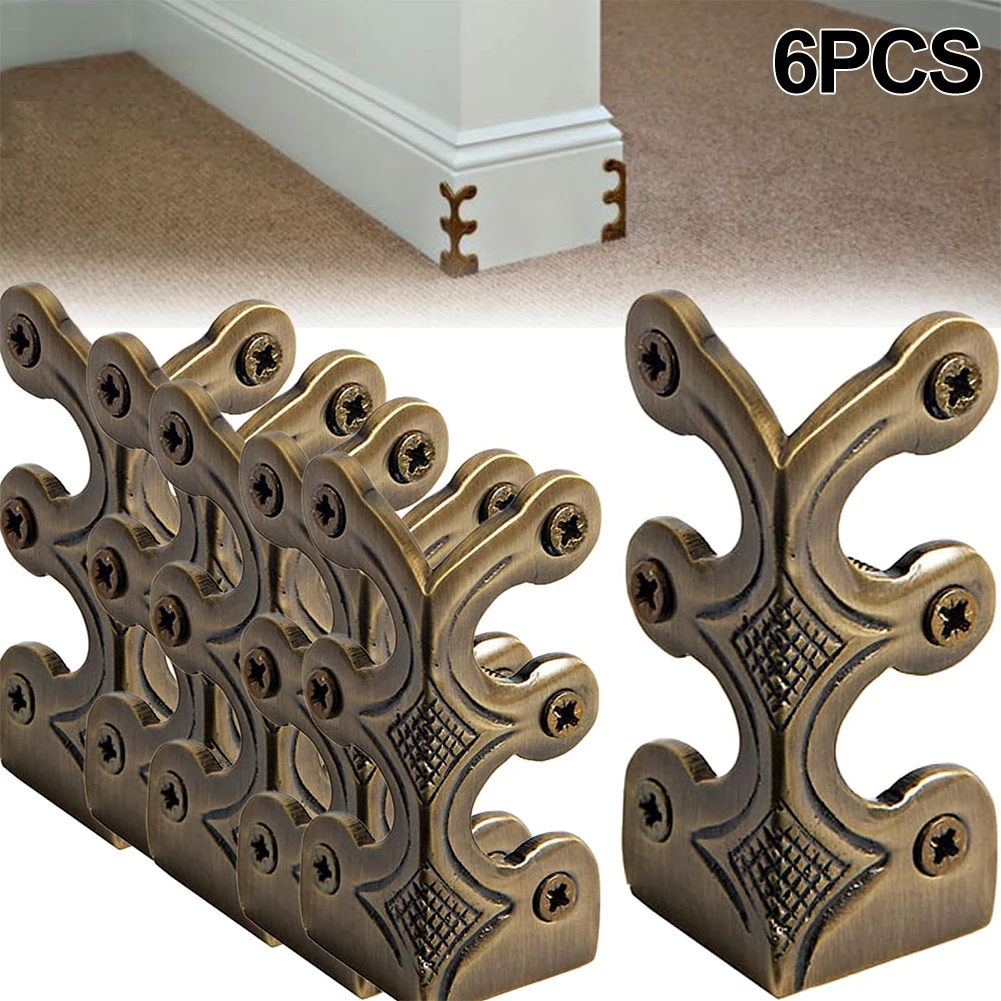 6 PCS Vintage Iron Skiffers Iron Skirting Board Corner Protectors Corners Edge Cover For Both Residential And Commercial Spaces
