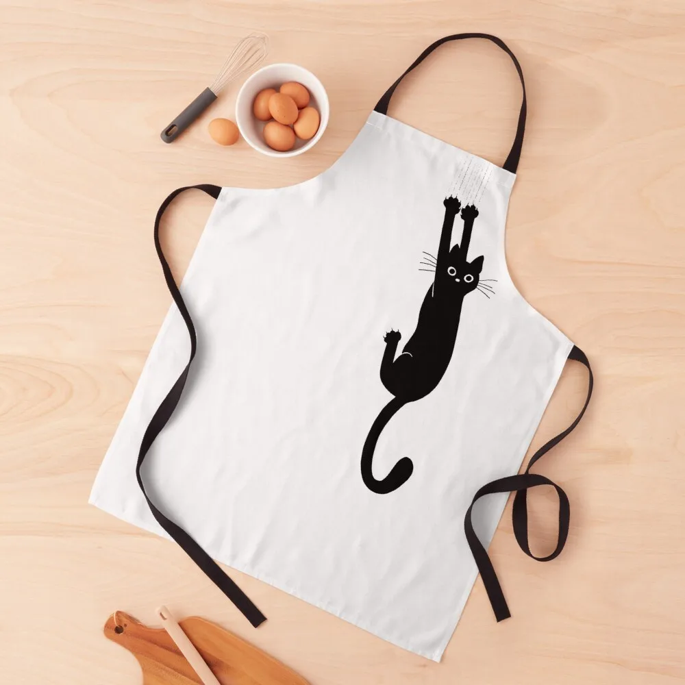 

Black Cat Holding On Apron For Cosmetologist Restaurant christmas Apron