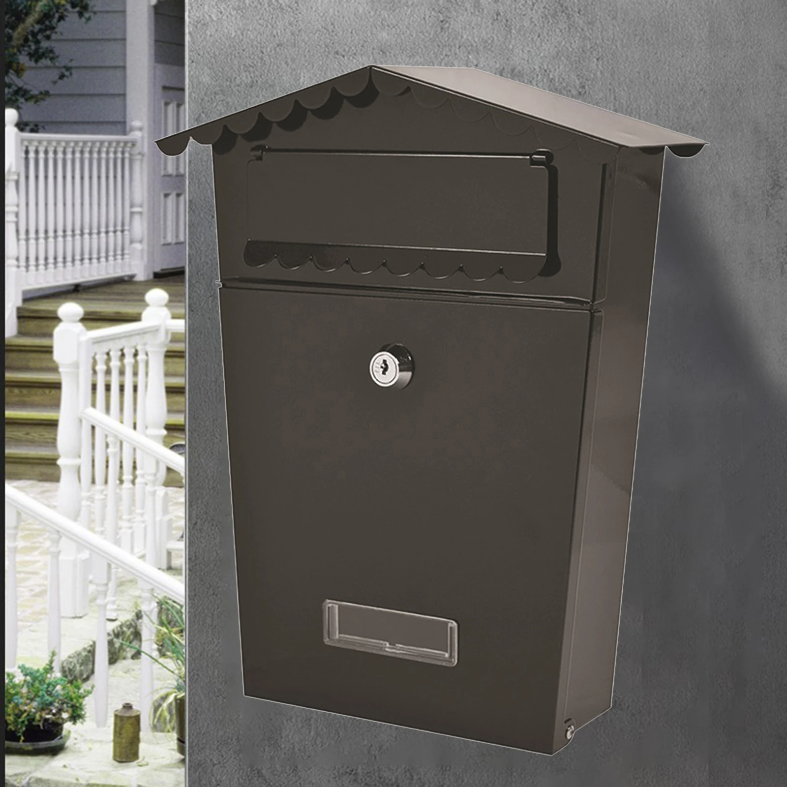 Metal Key Lock Mail Boxes Outdoor Locking Wall Mount Mailbox Security Key Drop Box Collection Boxes 25x8x30cm