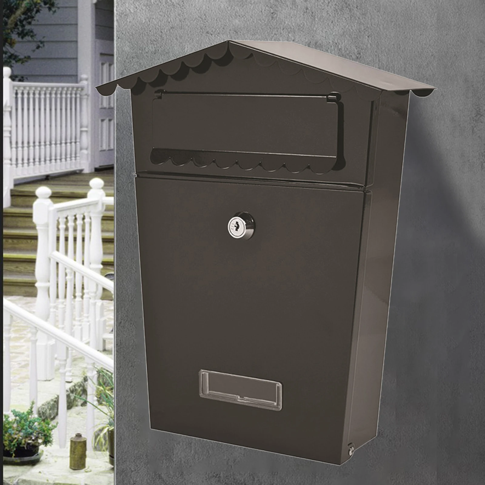 Mailbox With Lock and Key 30.3x17.3x7.9Inch,Mailbox Wall Mount Parcel Drop Box 