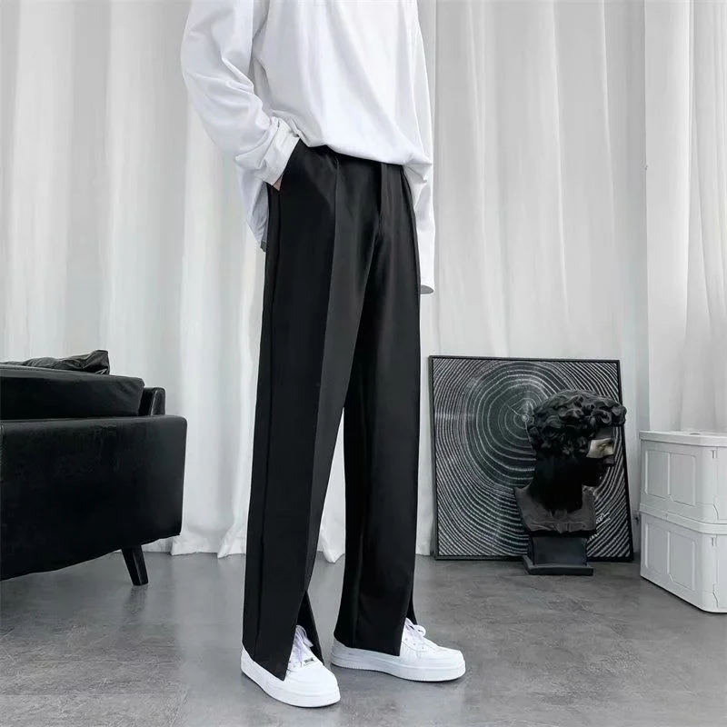 Spring/Summer Black Suit Pants Men Fashion Society Mens Dress Pants Korean Loose Straight Pants Mens Office Formal Trousers 5