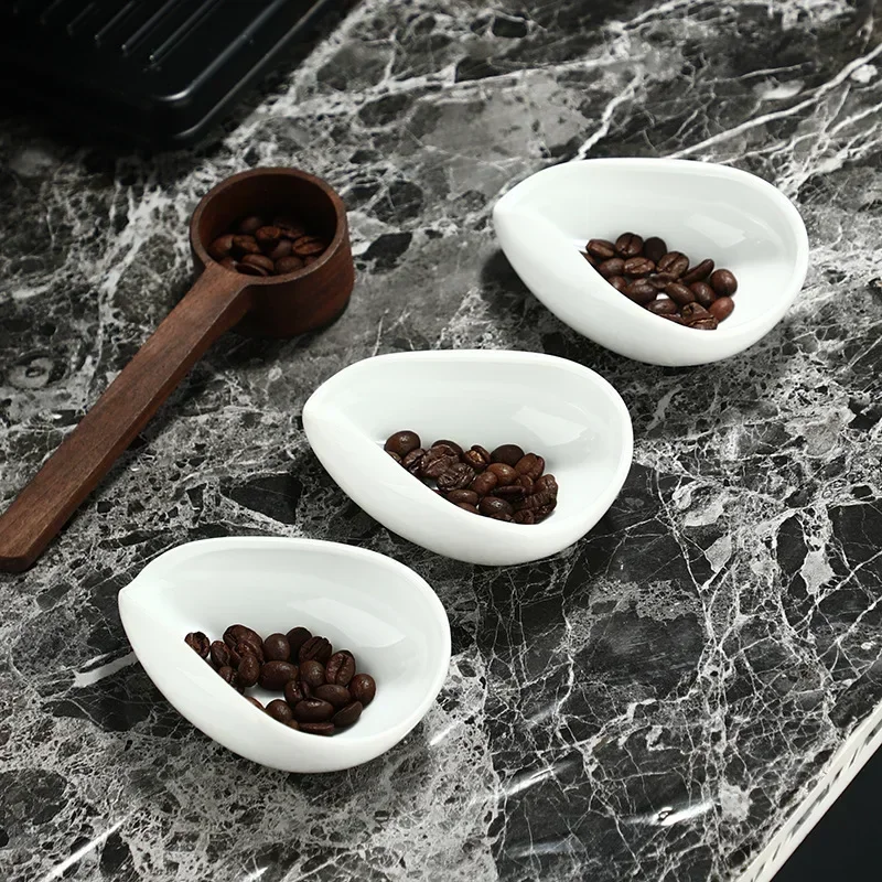 Ceramic Measuring Cup Weighing Easy To Clean Coffee Powder Tray Scale Bean Tray Coffee Powder Bean Measuring Tray coffee accessories coffee powder dish