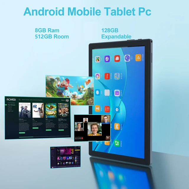 Tablette Android 12 Pad P60, 10.4 pouces, écran 2000x1200, 8 go de