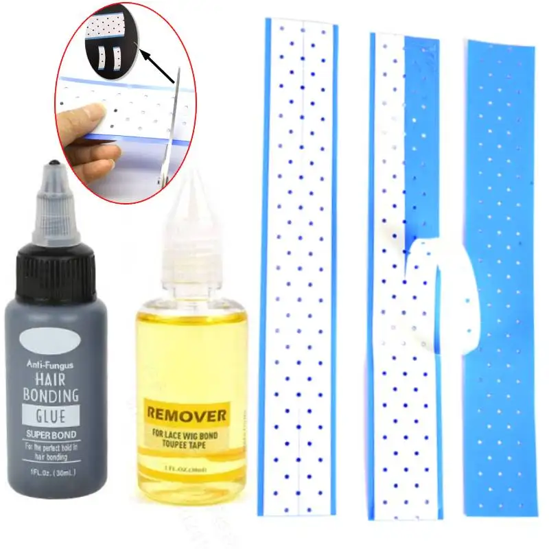 

Wig Glue Super Hold Hair Bonding Glue Strong Adhesive Double Sided Tape Waterproof Lace Glue Remover Wig Installation Kit Set