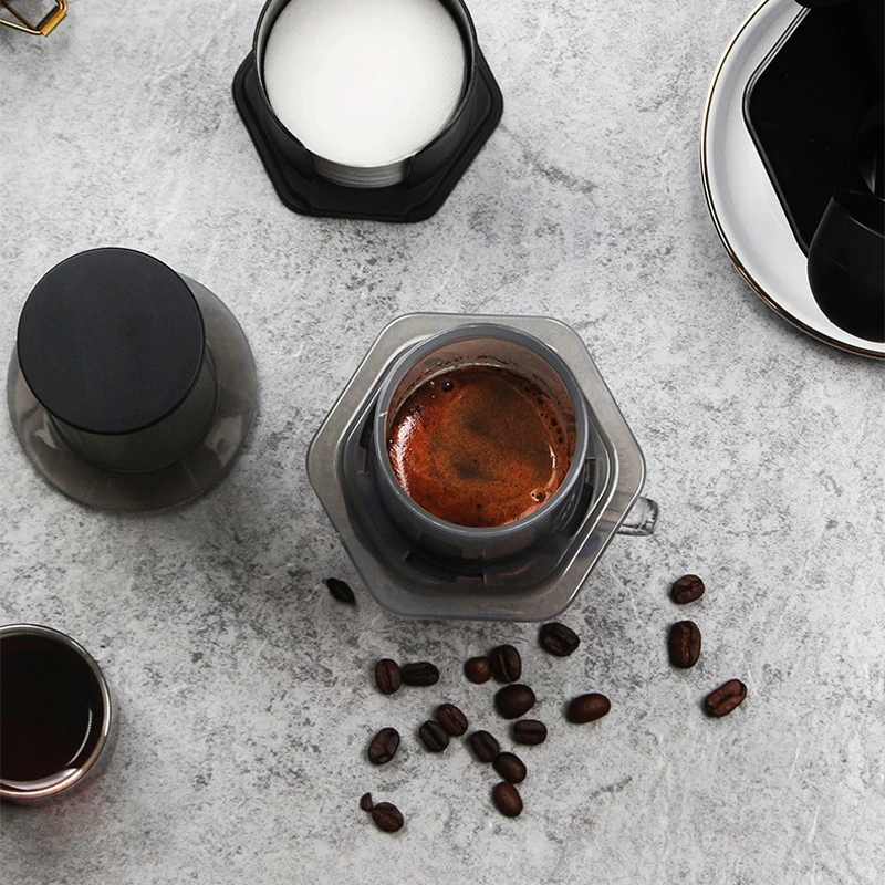 Espresso Coffee Maker Portable French Press barista tools Coffee Pot Air Press Drip Coffee Machine Filters Paper 64mm 350pcs — view 5