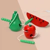 Montessori Kids Educational Toys Fun Wooden toy Worm Eat Fruit Apple pear Early Learning Teaching Aid Baby Toy For Kids Gift 6
