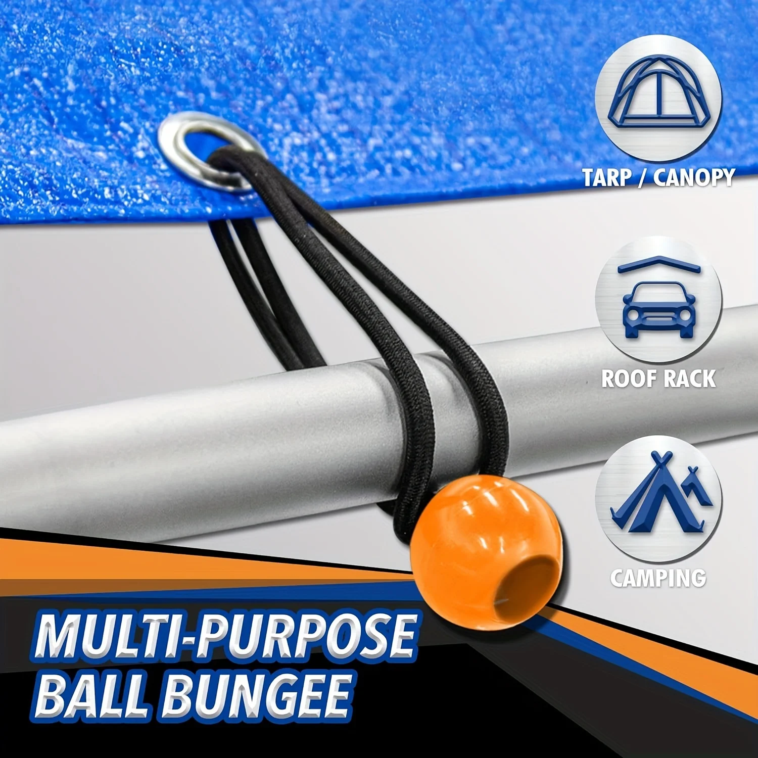 32 pcs Bungee Cords Assortment Jar Includes 10" 18" 24" 32" 40" Bungee Cord With Hooks, 8" Canopy Tarp Ball Ties And Tarp Clips