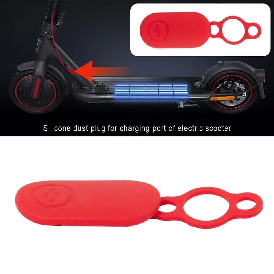 OUKENS Tappo Di Protezione Impermeabile Per Porta Di Ricarica In Gomma - Per Scooter Elettrico Xiaomi Mijia M365 - Rosso, Antipolvere, Antispruzzo - 2