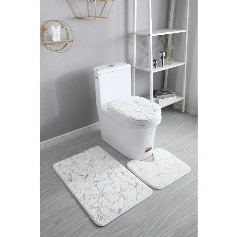 

Домашние коврики для туалета, набор для ванной комнаты с золотым принтом, Нескользящие коврики, коврик с принтом для спальни, коврик для душа, коврики для ванной комнаты