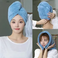 Femmes cheveux longs serviette de cheveux à séchage rapide serviettes en microfibre douce bonnet de douche serviette chapeaux de bain pour femmes bonnet de cheveux secs dame Turban tête 2