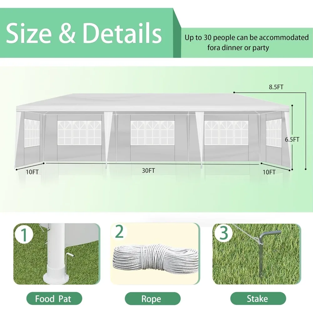 Heavy Duty Canopy Event Tent with 5 Removable Sidewalls and Windows, Waterproof Gazebo Shelter for Weddings, BBQs & Events