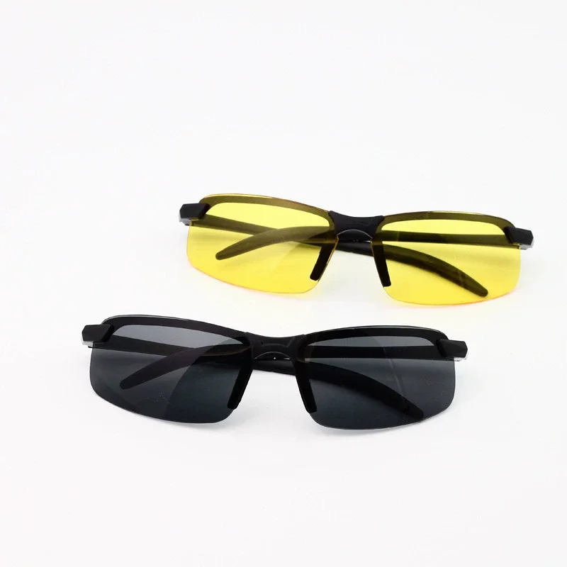 Night Vision Sun Protection Glasses Men Anti-Glare Driving Goggle Half Frame Polarized Sunglasses for Driver UV400 2PCS night vision sunglasses
