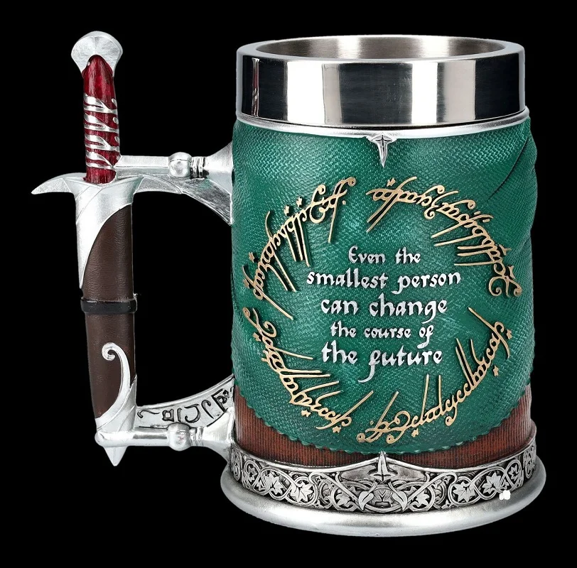 600 ml Herr der Ringe-Krug, Wikinger-Bierkrug, großes Fassungsvermögen, Kunstharz, Edelstahl, kreativer Schwertgriff, Bar-Wein- oder Kaffeekrug_voghion.com