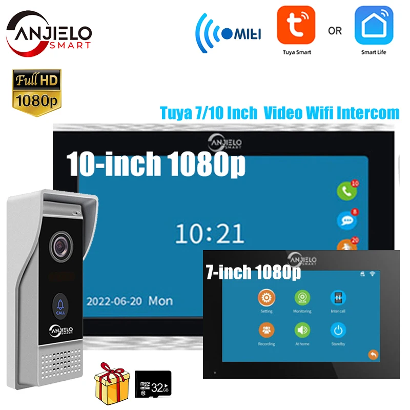 

Tuya 7/10 Inch Video Wifi Intercom Tuya Smart Home video doorbell System 1080P 110°Wired Doorbell Camera Full Touch Monitor
