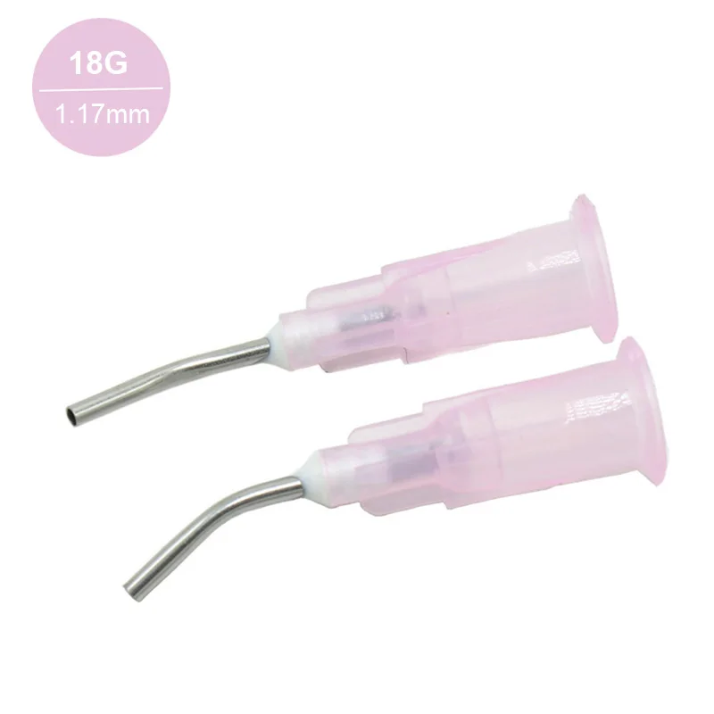 100Pcs Disposable Dental Irrigator Bent Needle Tips 18/20/22/25G Dentistry Flow Sealant Etchant Resin Acid Reagent Syringe Tip