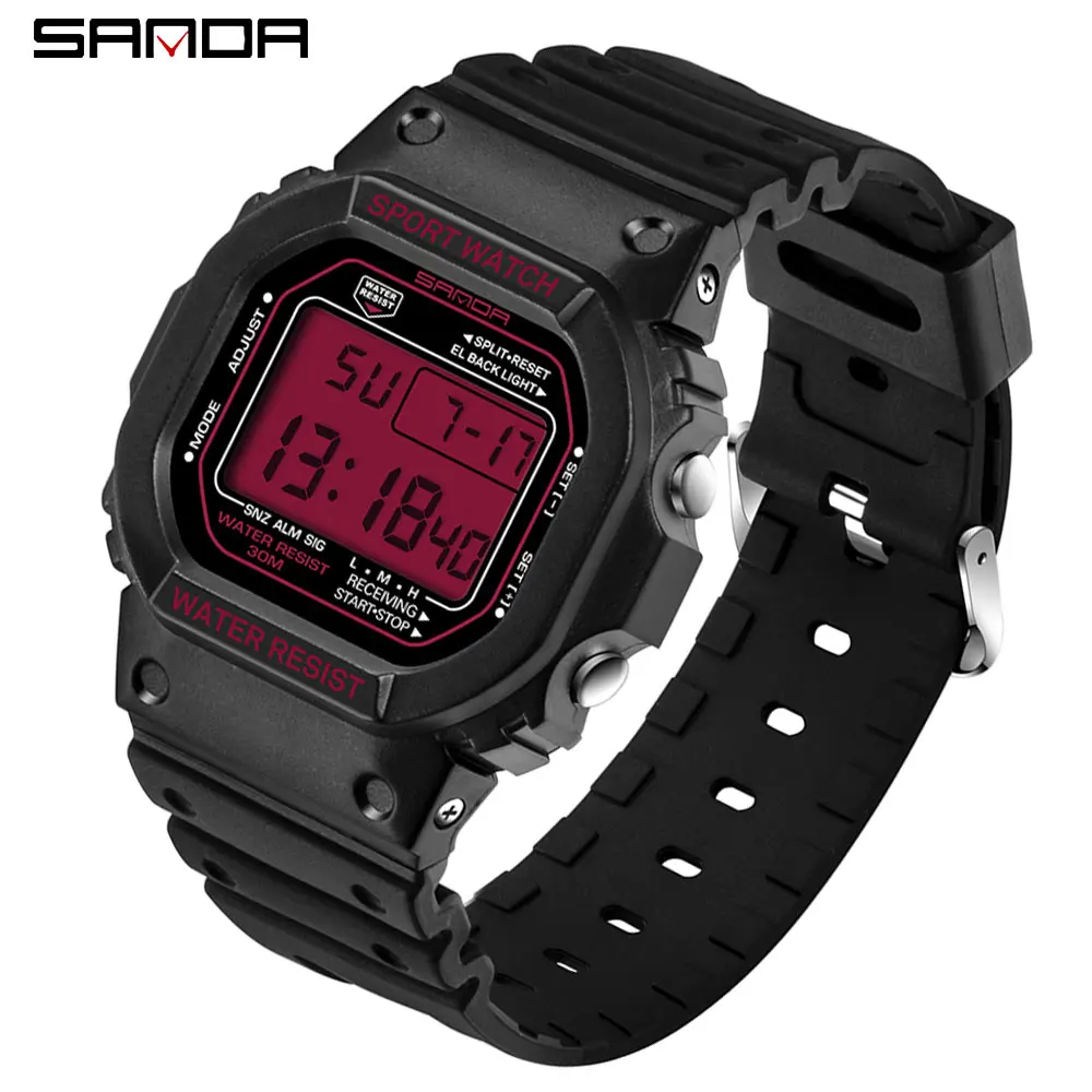 Luxury Military Sport Digital Watch for Men - Fashionable Design with Alarm and Stopwatch Functions