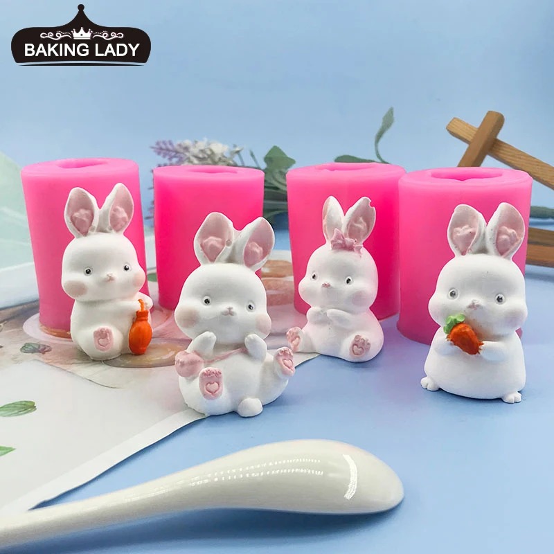 

Easter 3D animal cute rabbit shape silicone mold diy aromatherapy plaster candle decoration mold baking tools