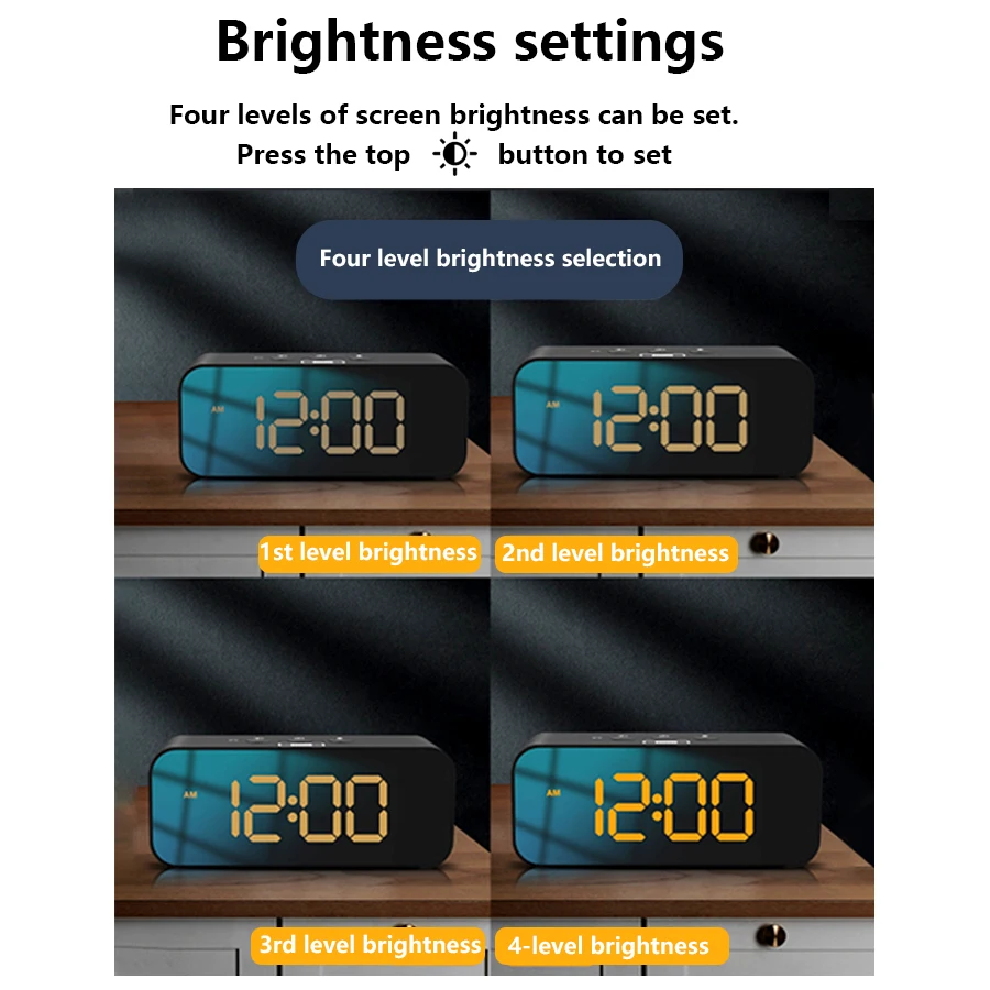 1pc new RGB color large screen digital recording clock, can record three kinds of sound alarm, sleep mode, voice control mode, t