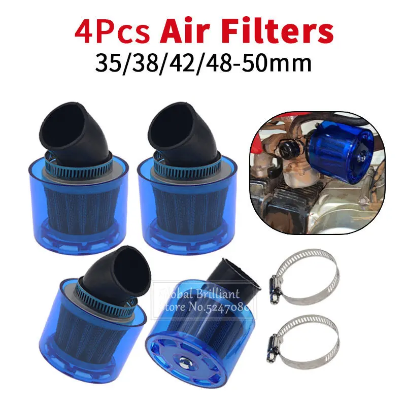 4pcs 35/38/42/45/4850/5860mm Bend Elbow Splash Proof Motorcycle Air