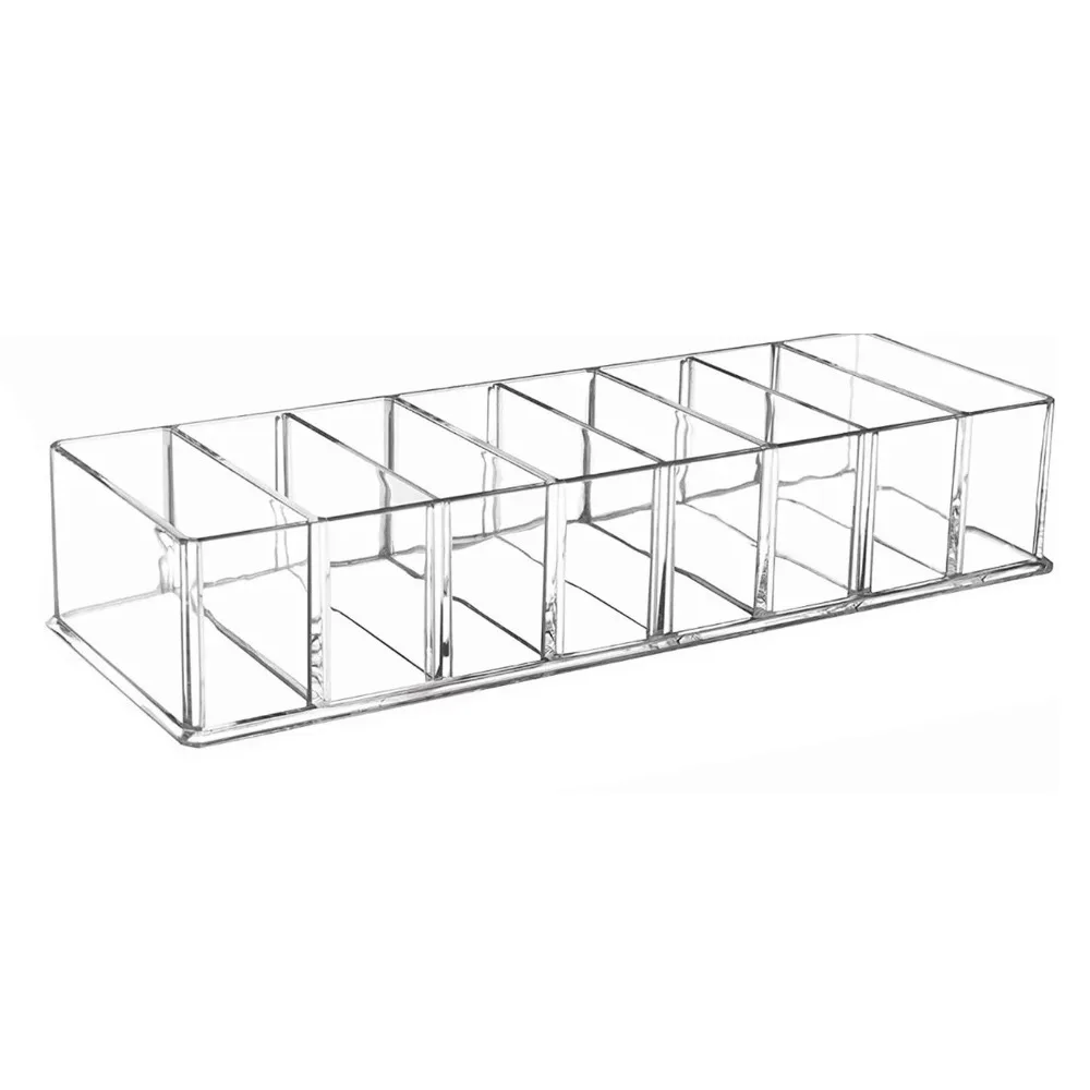 Clear Multi-Functional Makeup Organizer with 8 Compartments - Versatile Cosmetic Display Holder