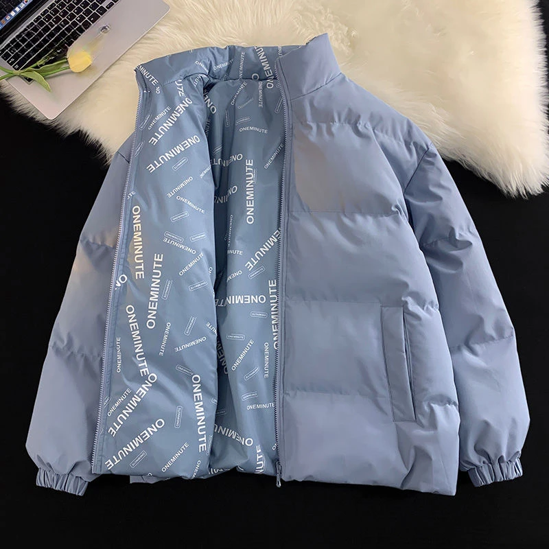 

Men Cotton-Padded Jacket 2023 Winter New Both Sides Wearable Cotton Clothes Korean Fashion Lovers Wild Coat Warm Parkas