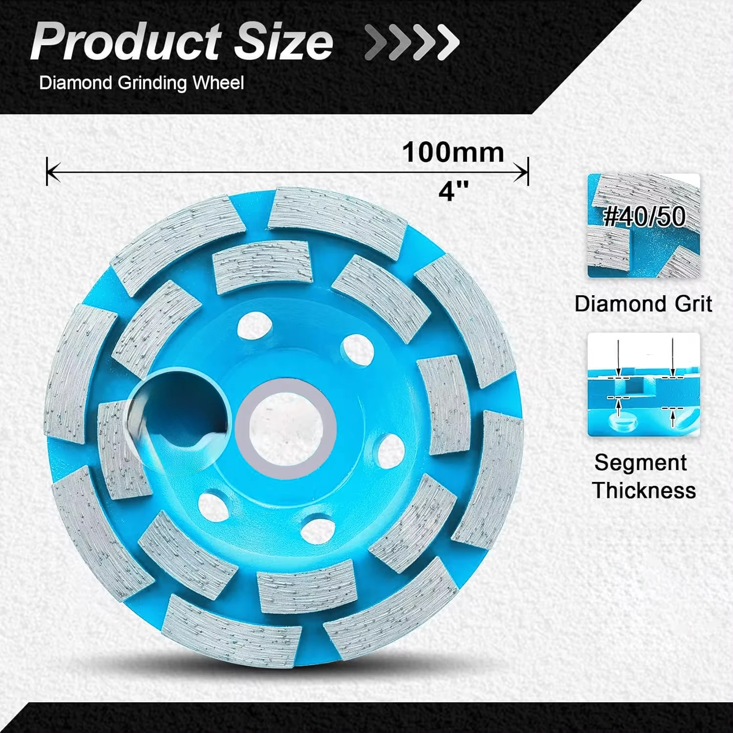 Grinding Disc 100mm Diamond Grinding Disc Double Row Diamond Segment Grinding Wheel Cup Disc Grinder Concrete Granite Stone Cut