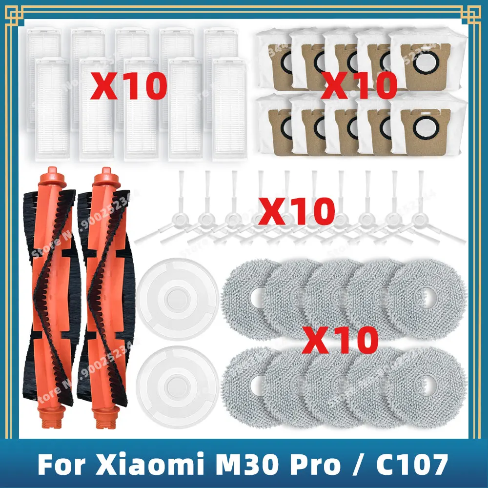 

Compatible For Xiaomi Mijia M30 Pro C107 Replacement Spare Parts Accessories Mop Cloth Dust Bag Hepa Filter Main Brush