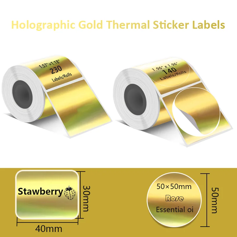 M110 M120 Gold Laser Thermal Labels Metallic Waterproof Adhesive for ...