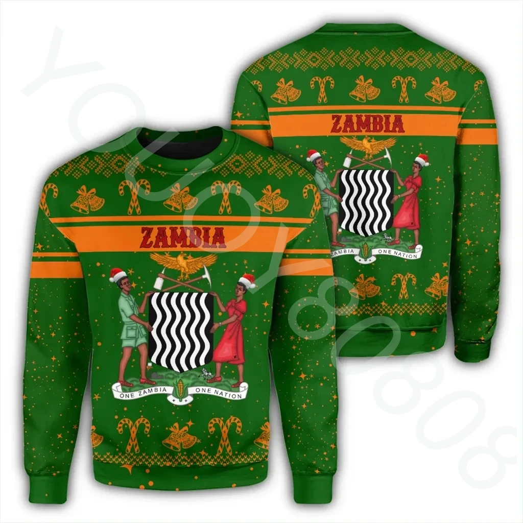 

New African Region Men's Sweatshirt Harajuku Sweatshirt Round Neck Sweater Print Zambian Sweater Christmas Clothing