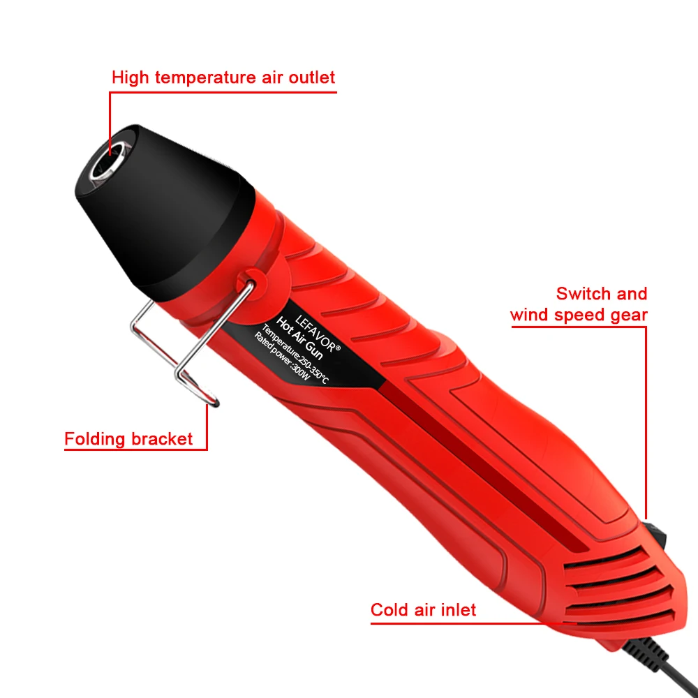 300W Hot Air Heat Gun Electric Power Temperature Blower Thermoresistant Tube Heat Shrink Wrapping Shrink Tube With Hot Air Guns 3