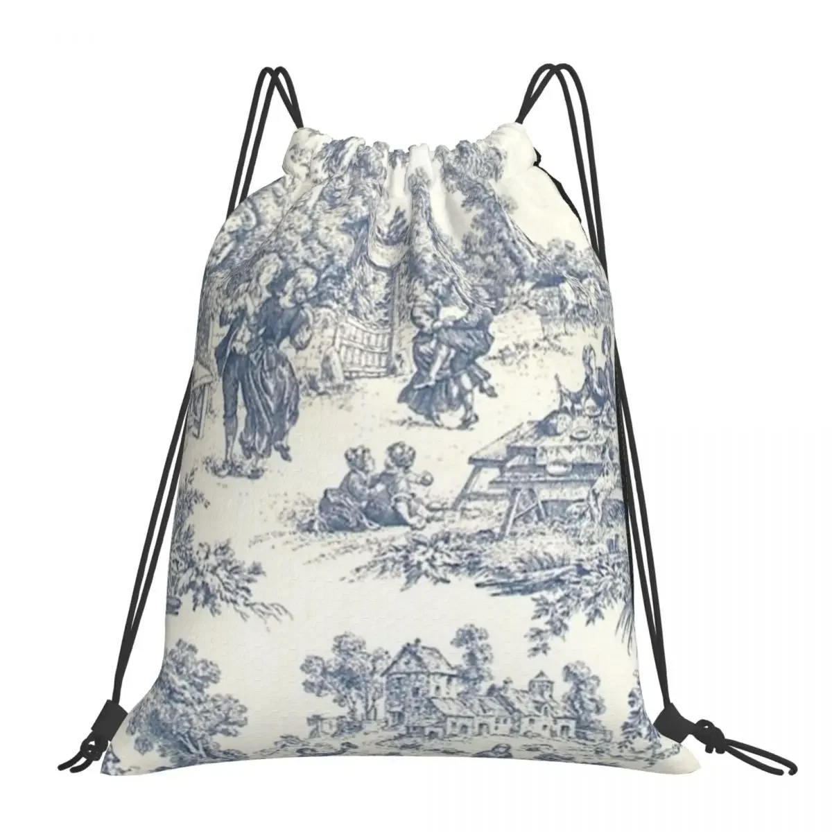 

Toile De Jouy Number 2 Backpacks Fashion Portable Drawstring Bags Drawstring Bundle Pocket Sundries Bag Book Bags For Man Woman