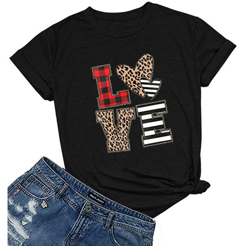 

New Valentine'S Day Love Letter Print T-Shirt Women'S Fashion Casual Summer Cool Shirs Unisex Valentine'S Day Love Short Sleeve