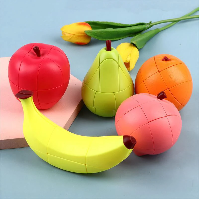 

1PC Fruits Strange-Shape Cubes Children's Educational Toys Puzzle Magic Lemon Banana Orange Peach Pear Banana Educational Cubes