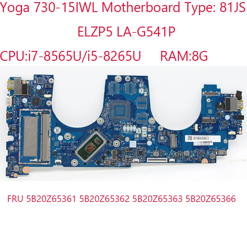 LA-G541P Yoga 730-15IWL Motherboard 5B20Z65361 5B20Z65362 5B20Z65363 ...