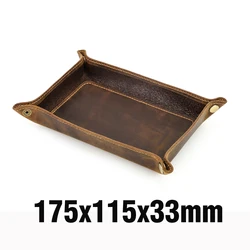 Elegant Crazy Horse Leather Tray Organizer for Cosmetics, Jewelry, and Keys (Small)