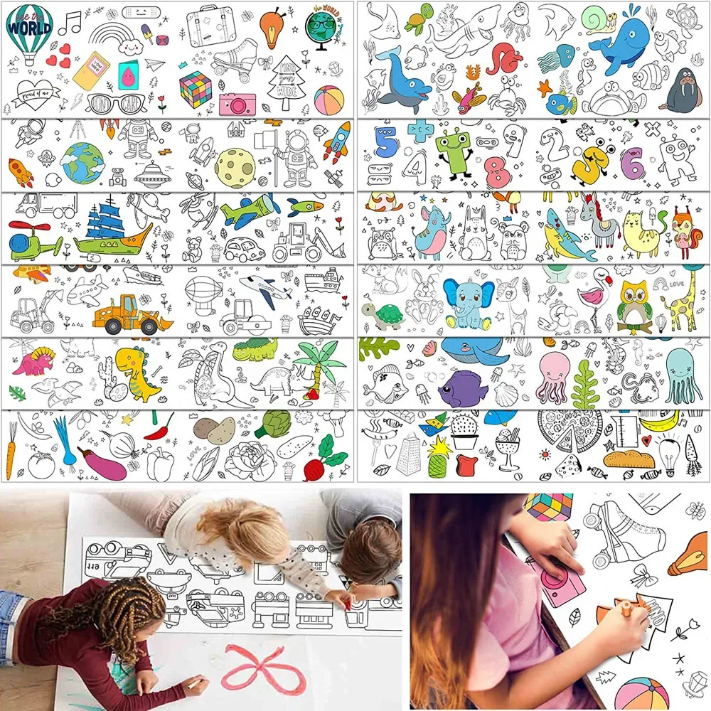 Rotolo di disegno per bambini - Rotolo di carta da colorare per regalo per  bambini, carta di riempimento del colore del disegno della pittura fai-da-te,  118 * 11,8 pollici