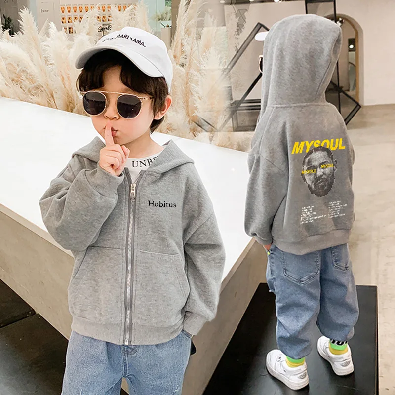 

Spring Autumn Boys Cotton Alphabet Prints Zip Sweatshirt Jackets School Kids Track Hoodie Child Outfit Work Coat Tops 3-14 Years