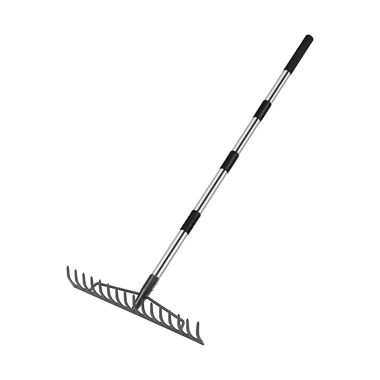Garden Leaf Rake Adjustable Handle Cleaning Debris Grass Clippings Gardening Farm Lawns Rake Garden Iron Rake Agricultural Rake 3