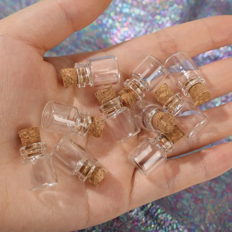 100/10Pcs Mini Clear Glass with Cork Message Bottles Empty Wishing Bottles for DIY Wedding Birthday Party Decoration Supplies