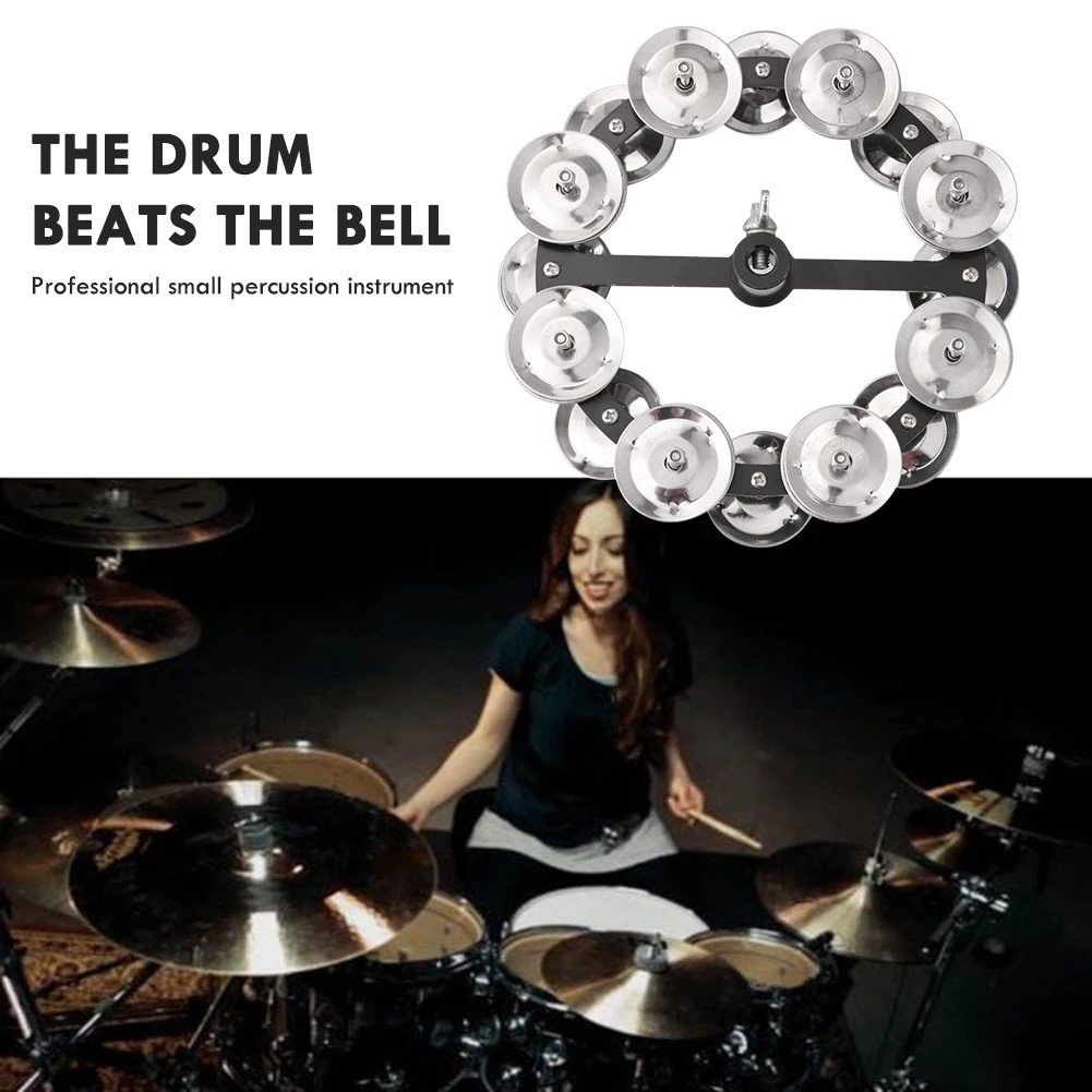 Portable Hi-hat Tambourine Iron Steel Professional Drum Cymbals Hi Hat Tambourine Steel Bells with Row Jingles drum cymbal kit